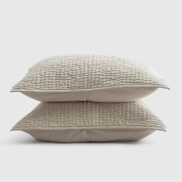 Quince Other - NWOT QUINCE European Linen Cotton Stitch Sham Set Of 2 Standard Natural 2869